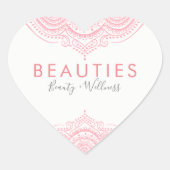 Elegant Pink  Paisley Lace Hart Sticker (Voorkant)