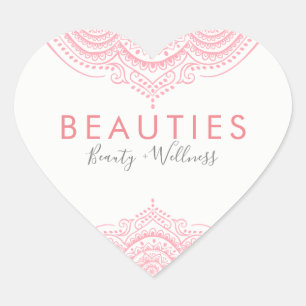 Elegant Pink  Paisley Lace Hart Sticker
