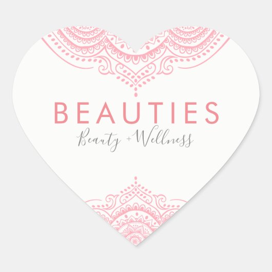 Elegant Pink  Paisley Lace Hart Sticker (Voorkant)