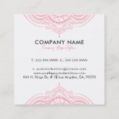 Elegant Pink Paisley Mandala Vierkante Visitekaartje (Achterkant)