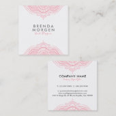 Elegant Pink Paisley Mandala Vierkante Visitekaartje (Voorkant / Achterkant)