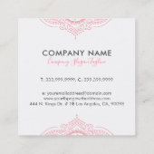 Elegant Pink Paisley Mandala Vierkante Visitekaartje (Achterkant)