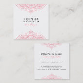 Elegant Pink Paisley Mandala Vierkante Visitekaartje (Voorkant / Achterkant)