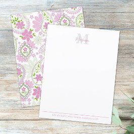 Elegant Pink Paisley Stylish Preppy Monogram