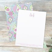 Elegant Pink Paisley Stylish Preppy Monogram