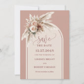 Elegant Pink Pampas Grass Wedding Save the Date Kaart (Voorkant)