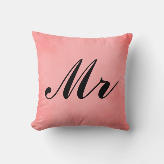 Elegant Pink Parchment Mr en Mrs. Kussen (Voorkant)