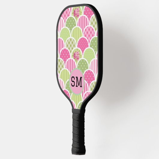 Elegant Pink Pastel Monogram Pattern For Her Pickleball Paddle (Links)