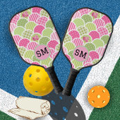 Elegant Pink Pastel Monogram Pattern For Her Pickleball Paddle