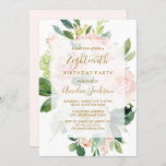 Elegant Pink Peach Bloom 18th Birthday Party Kaart<br><div class="desc">Meer Waterverf voor bloemen 18e verjaardag Uitnodigingen in de Little Bayleigh Store!</div>