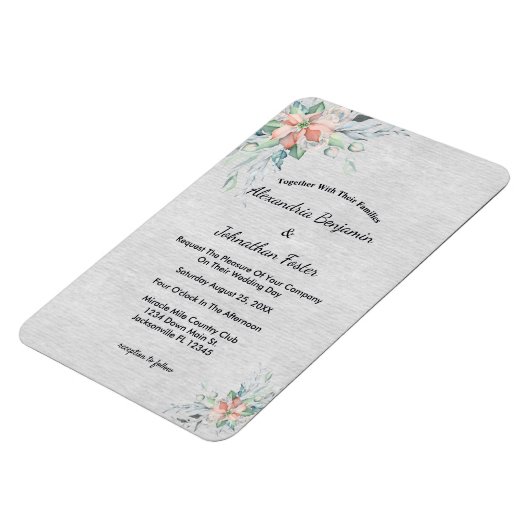 Elegant Pink Peach Flowers Bouquet Wedding Magneet (Linkerzijde)