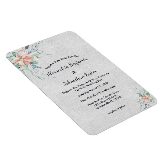 Elegant Pink Peach Flowers Bouquet Wedding Magneet (Rechterzijde)