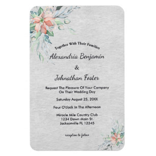 Elegant Pink Peach Flowers Bouquet Wedding Magneet