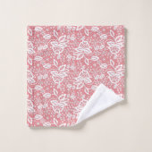 ELEGANT PINK PEACH LACE BATHROOM TOWEL SET BAD HANDDOEK (Wasdoekje)