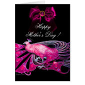ELEGANT PINK PEACOCK, BOW, GEM STONE, Moederdag (Voorkant)