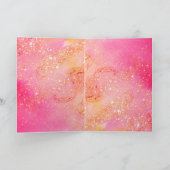 ELEGANT PINK PEACOCK, GEM STONES EN CHRISTMAS BOW FEESTDAGEN KAART (Binnen)