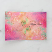 ELEGANT PINK PEACOCK, GEMSTONE FUCHSIA BOW Easter Feestdagen Kaart (Binnen)