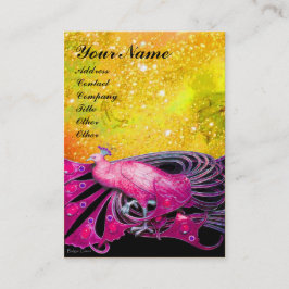 ELEGANT PINK PEACOCK JEWEL IN GOLD SPARKLES VISITEKAARTJE