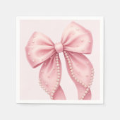 Elegant Pink Pearl Bow Baby Shower Servet (Voorkant)