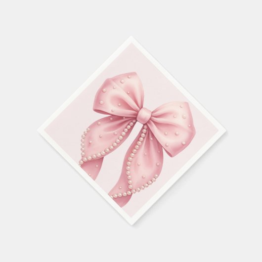 Elegant Pink Pearl Bow Baby Shower Servet (Hoek)
