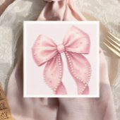 Elegant Pink Pearl Bow Baby Shower Servet