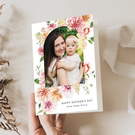 Elegant Pink Peonies 2 Foto Moederdag Feestdagen Kaart