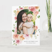 Elegant Pink Peonies 2 Foto Moederdag Feestdagen Kaart (Voorkant)