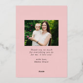 Elegant Pink Peonies 2 Foto Moederdag Folie Feestdagenkaart (Achterkant)