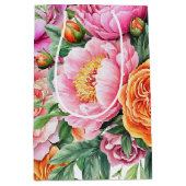 Elegant Pink Peonies Floral Gift Bag | Feminine Medium Cadeauzakje (Voorkant)
