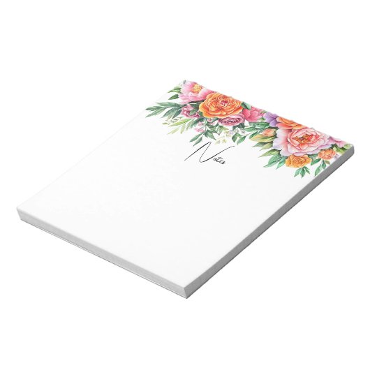 Elegant Pink Peonies Floral Notepad Notitieblok (Linkerzijde)