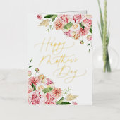 Elegant Pink Peonies Foto Moederdag Folie Feestdagenkaart (Voorkant)