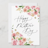 Elegant Pink Peonies Happy Moederdag Feestdagenkaart (Voorkant)