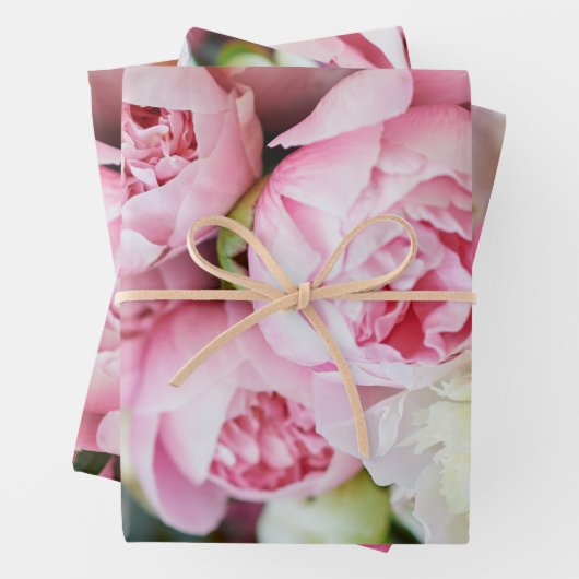 Elegant Pink Peonies Inpakpapier Vel (In situ)