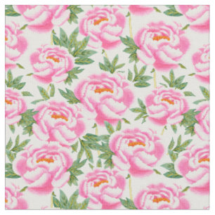 Elegant Pink Peonies Patroon Stof