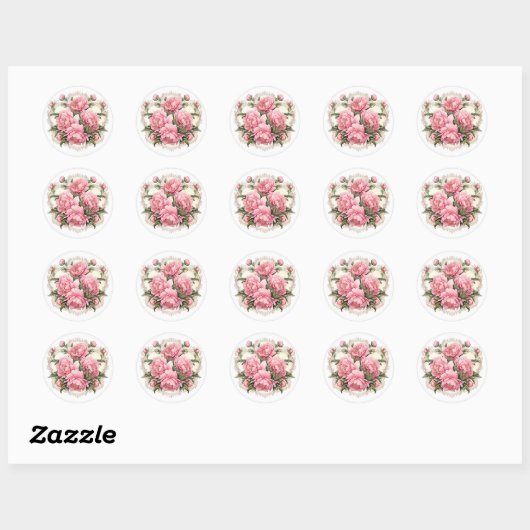 Elegant Pink Peonies Ronde Sticker (Vel)