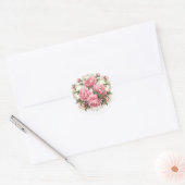 Elegant Pink Peonies Ronde Sticker (Envelop)