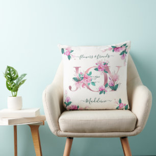 Elegant Pink Peonies Waterverf Joy Letters Kussen