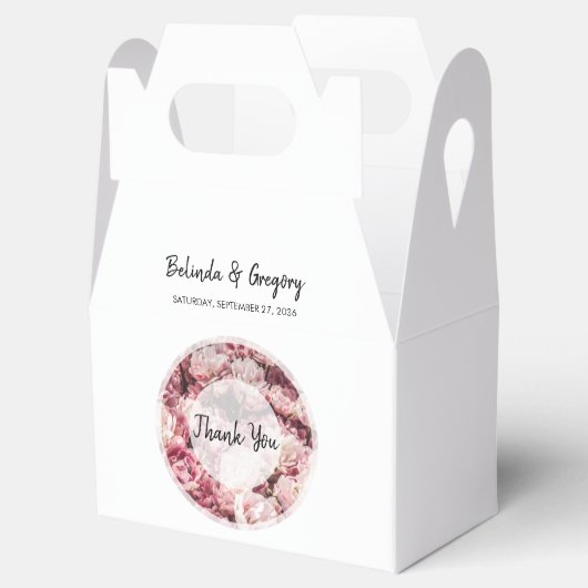 Elegant Pink Peonies Wedding Bedankdoosjes (Geopend)