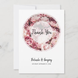 Elegant Pink Peonies Wedding Bedankkaart