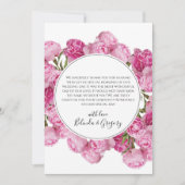 Elegant Pink Peonies Wedding Bedankkaart (Voorkant)