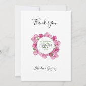 Elegant Pink Peonies Wedding Bedankkaart (Achterkant)