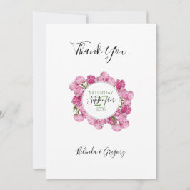 Elegant Pink Peonies Wedding Bedankkaart