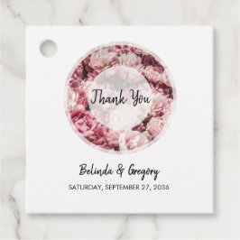 Elegant Pink Peonies Wedding Gift Bedankjes Labels