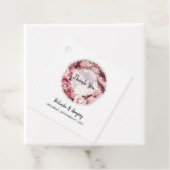 Elegant Pink Peonies Wedding Gift Bedankjes Labels (In situ)