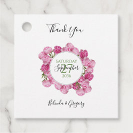 Elegant Pink Peonies Wedding Gift Favor Tags Bedankjes Labels