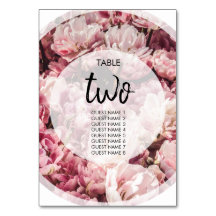 Elegant Pink Peonies Wedding Guest Names