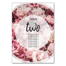 Elegant Pink Peonies Wedding Guest Names Kaart