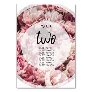 Elegant Pink Peonies Wedding Guest Names Kaart