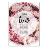 Elegant Pink Peonies Wedding Guest Names Kaart (Achterkant)