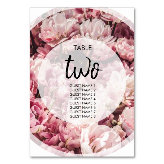 Elegant Pink Peonies Wedding Guest Names Kaart (Voorkant)